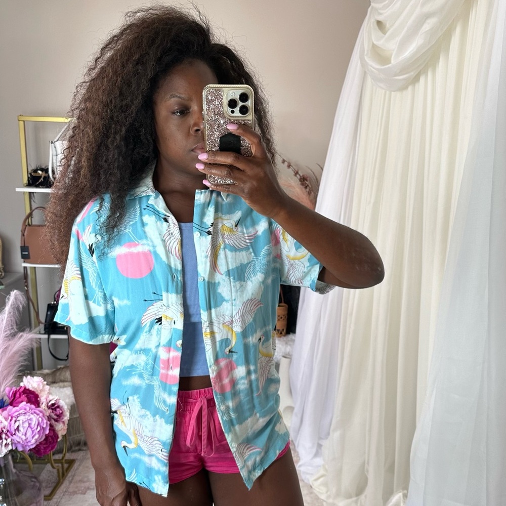 Floral Unisex Bermuda Button Down Shirt